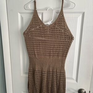 Elegant Brown Knit Bathing Suit Coverup
